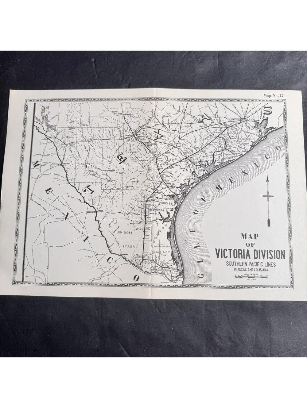 Vtg Southern Pacific Railroad Map 17 & 18 Victoria Lafayette Division Locomotive